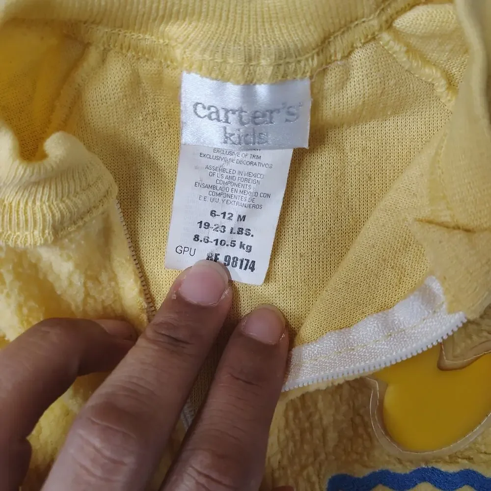 Vintage Carters Baby Yellow Duck Fleece Footed Sleeper 6-12M Rubber Duck